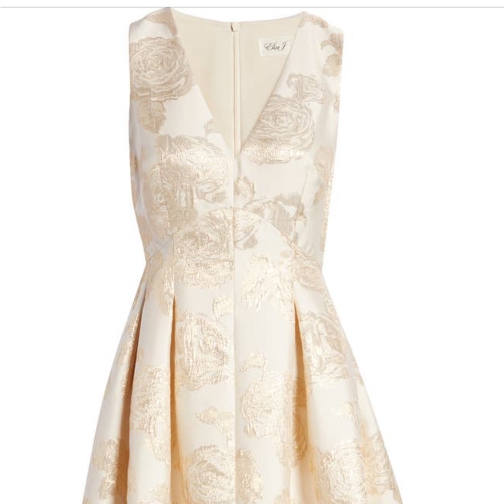 Eliza J floral jacquard metallic fit and flare dress